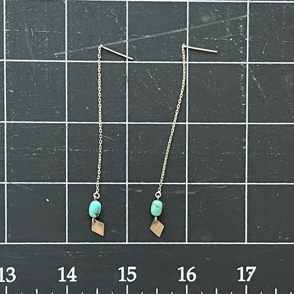 Sterling Silver and Turquoise Threader Earrings - Picture 7 of 7
